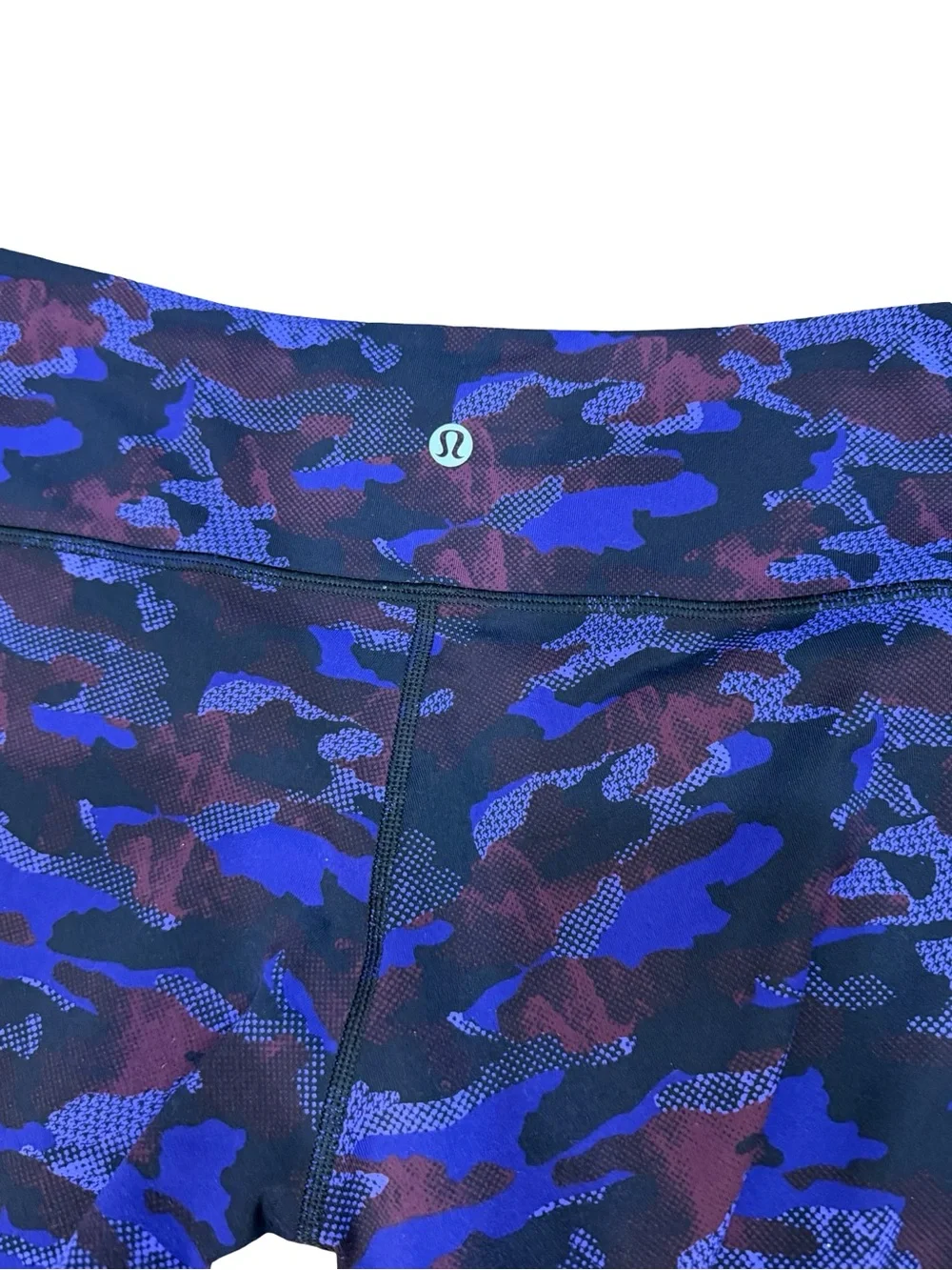 ✨Lululemon Wunder Under Crop III Hounds Camo Emperor Blue Black Leggings Size 10